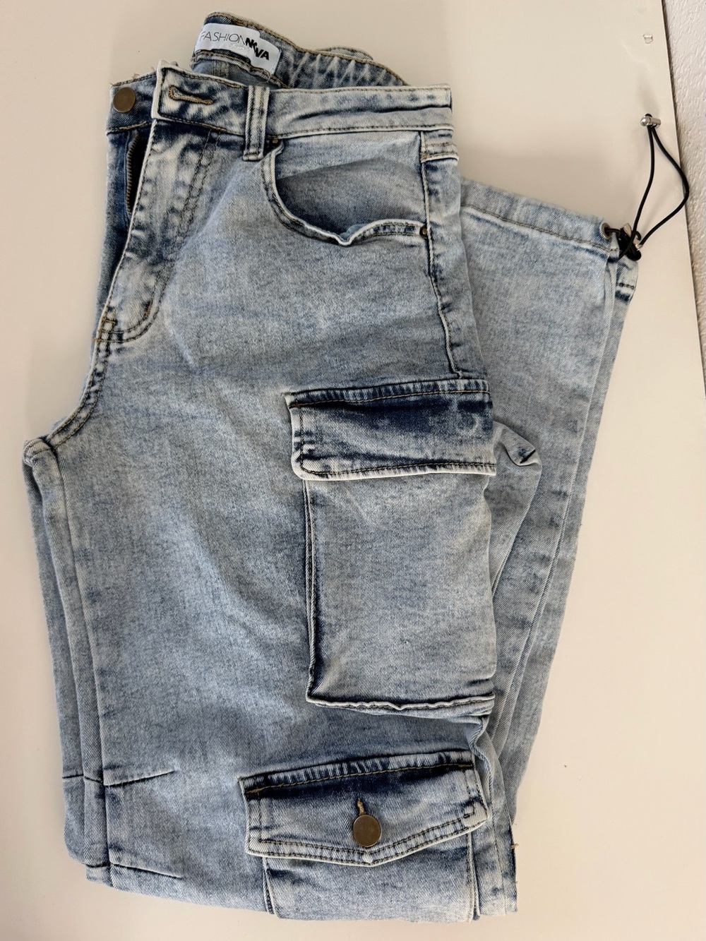 Light Wash Cargo Denim Jeans